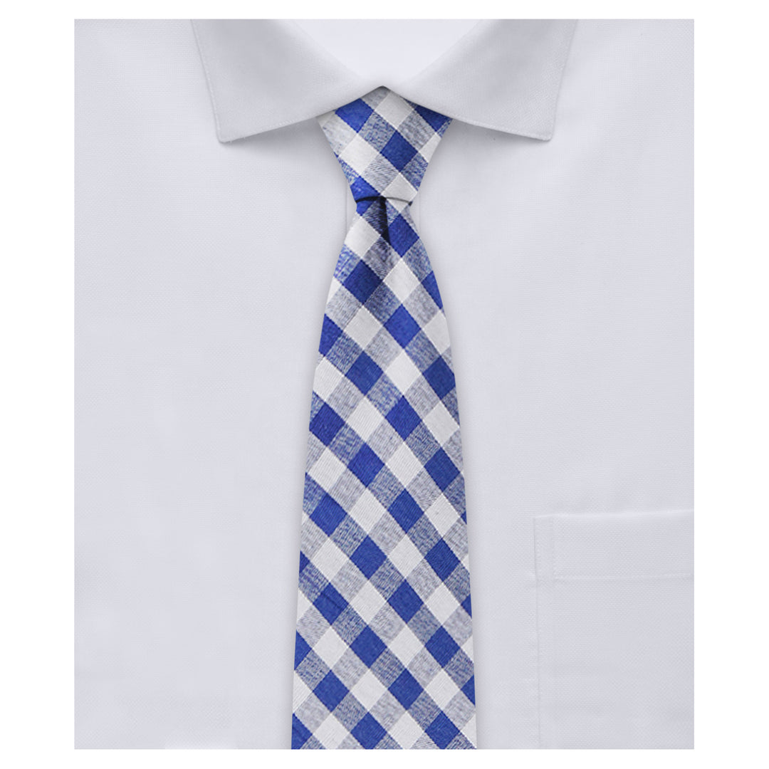 Gingham Slim Tie - Royal Blue