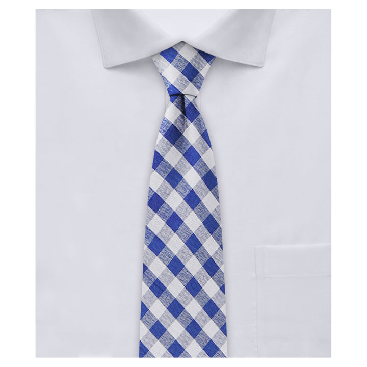 Gingham Slim Tie - Royal Blue