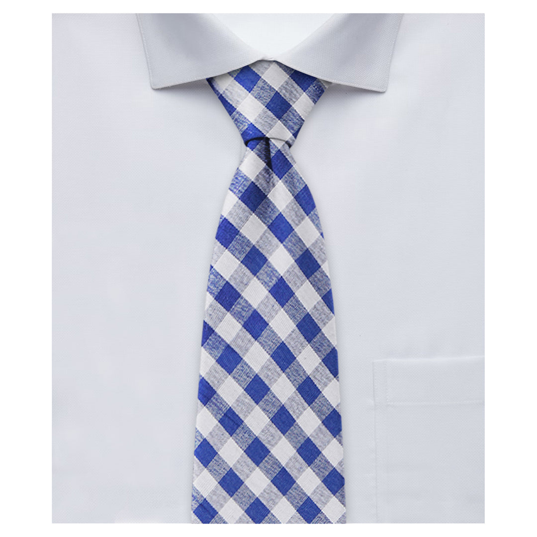 Gingham Extra Long Tie - Royal Blue