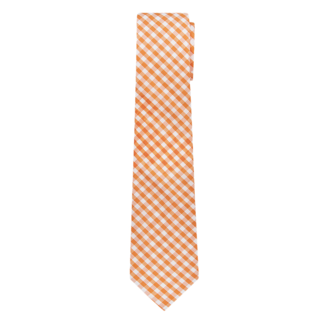 Kid's Prep Gingham Tie - Orange