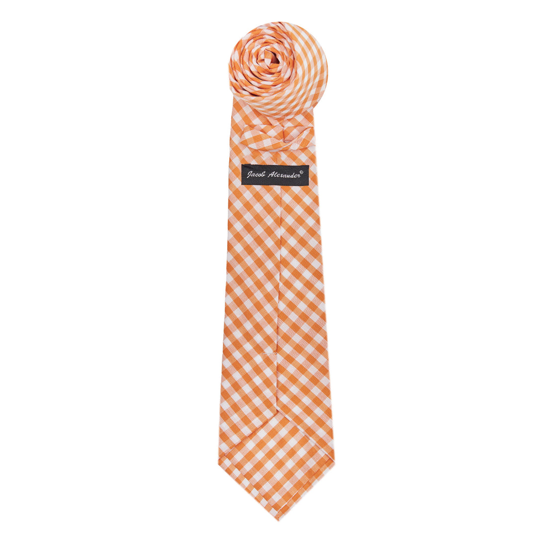 Kid's Prep Gingham Tie - Orange
