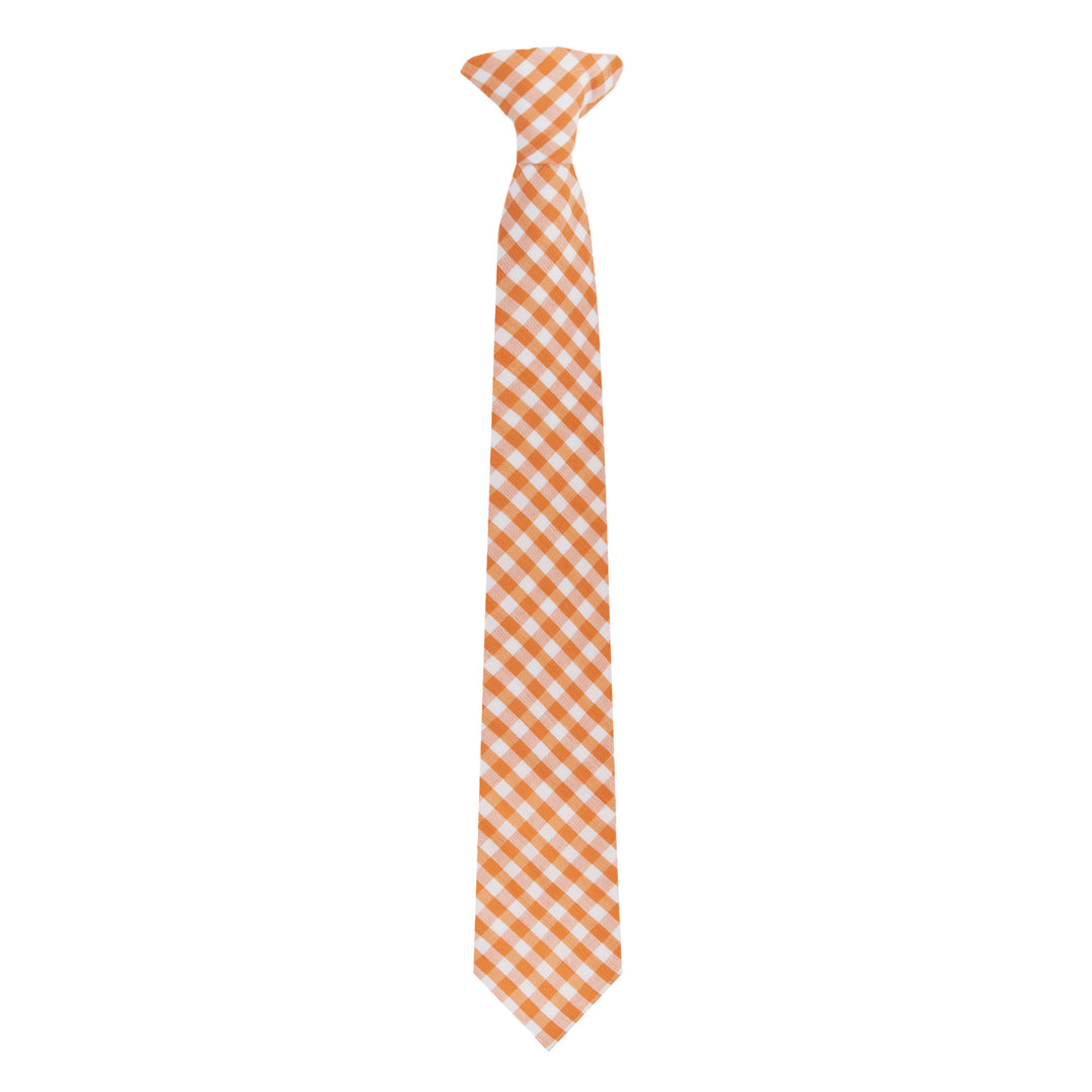 Kid's Gingham 14" Clip-On Tie - Orange