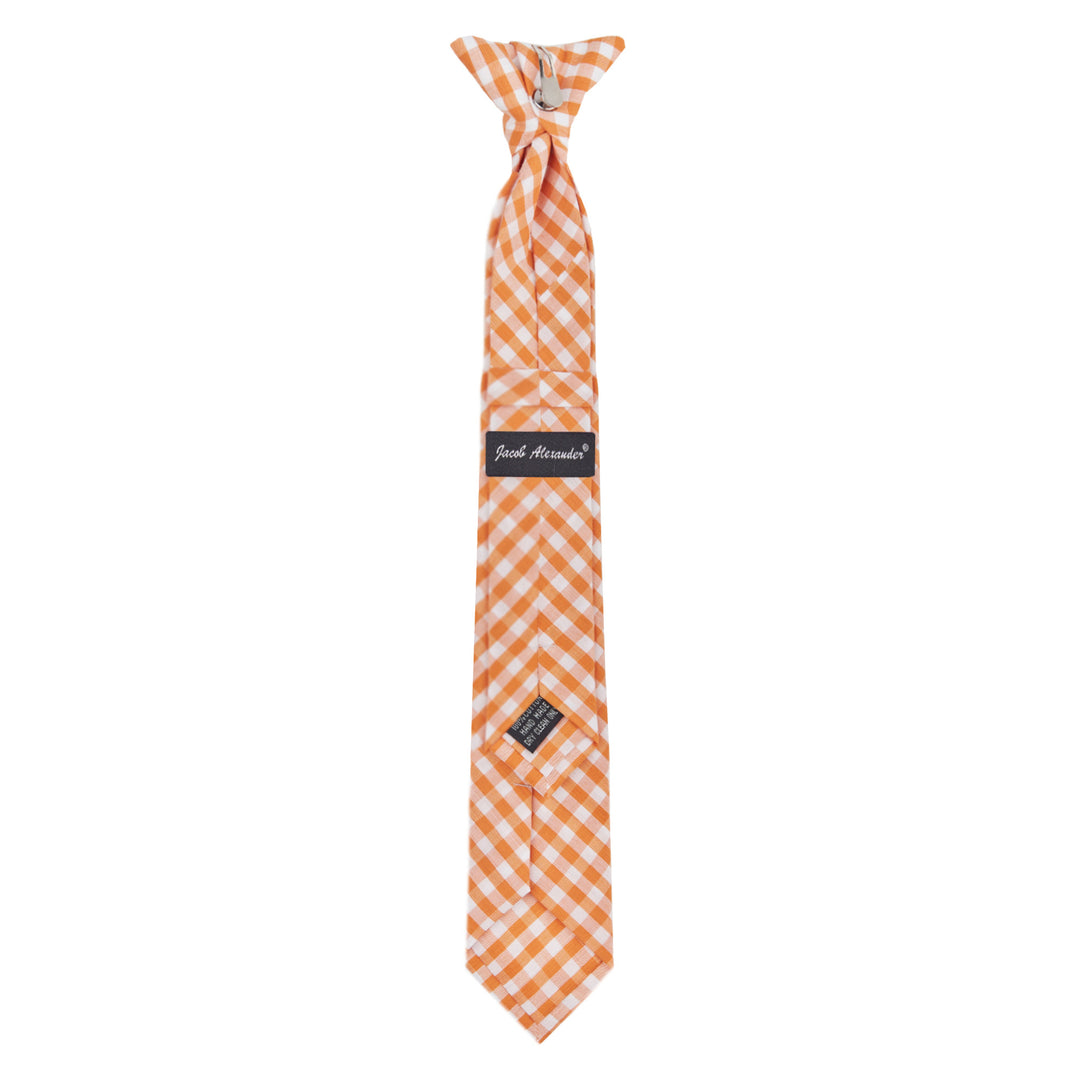 Kid's Gingham 14" Clip-On Tie - Orange