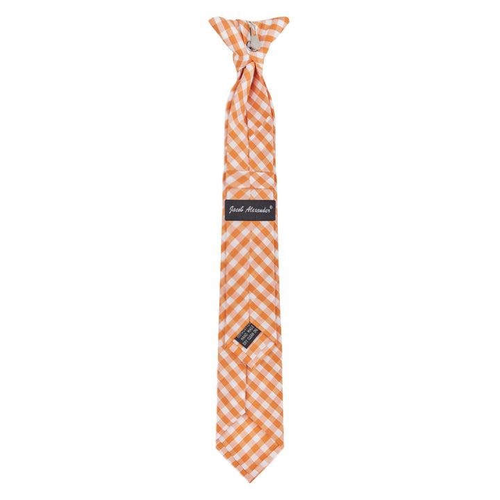 Kid's Gingham 14" Clip-On Tie - Orange
