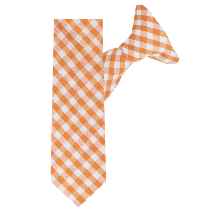 Kid's Gingham 14" Clip-On Tie - Orange