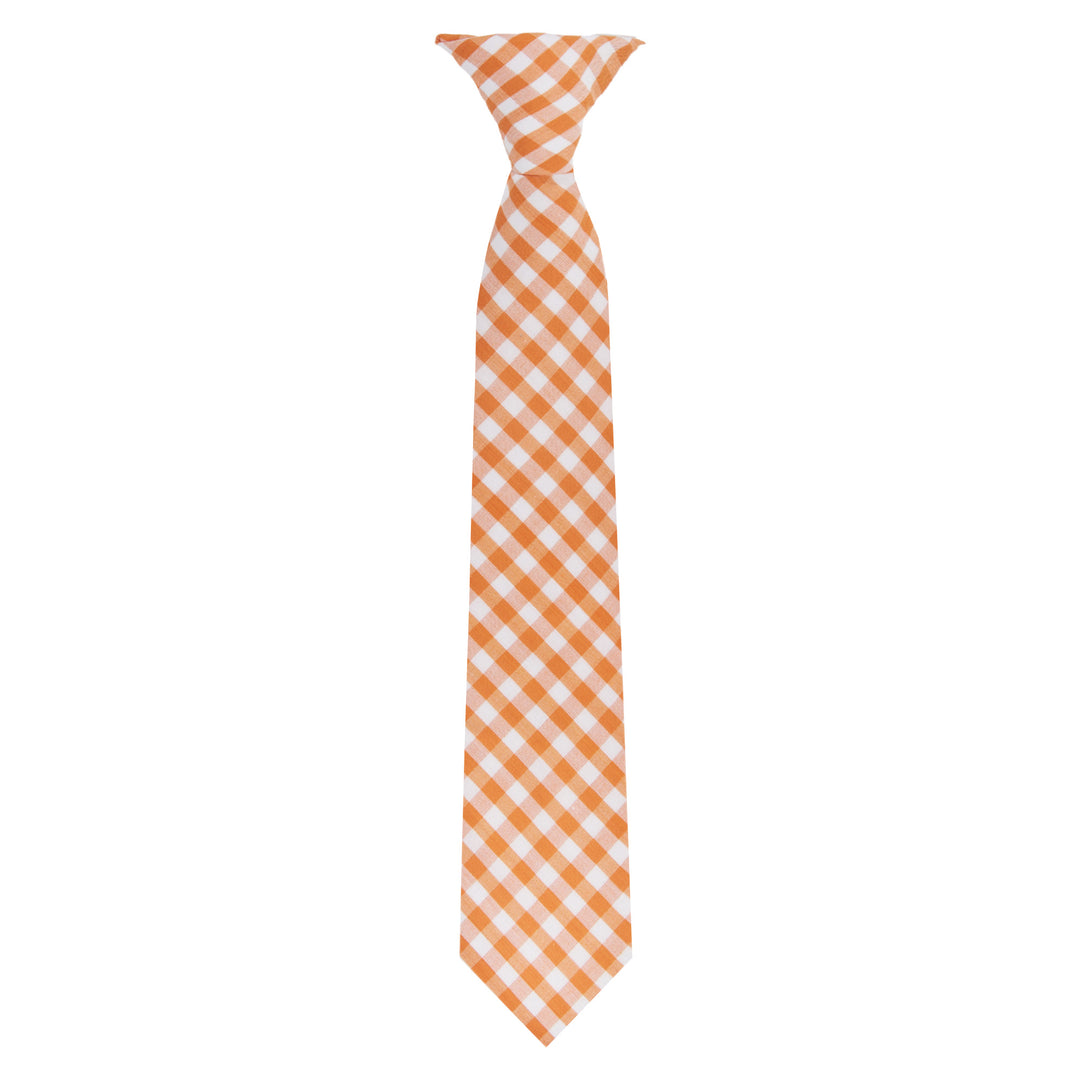Kid's Gingham 11" Clip-On Tie - Orange