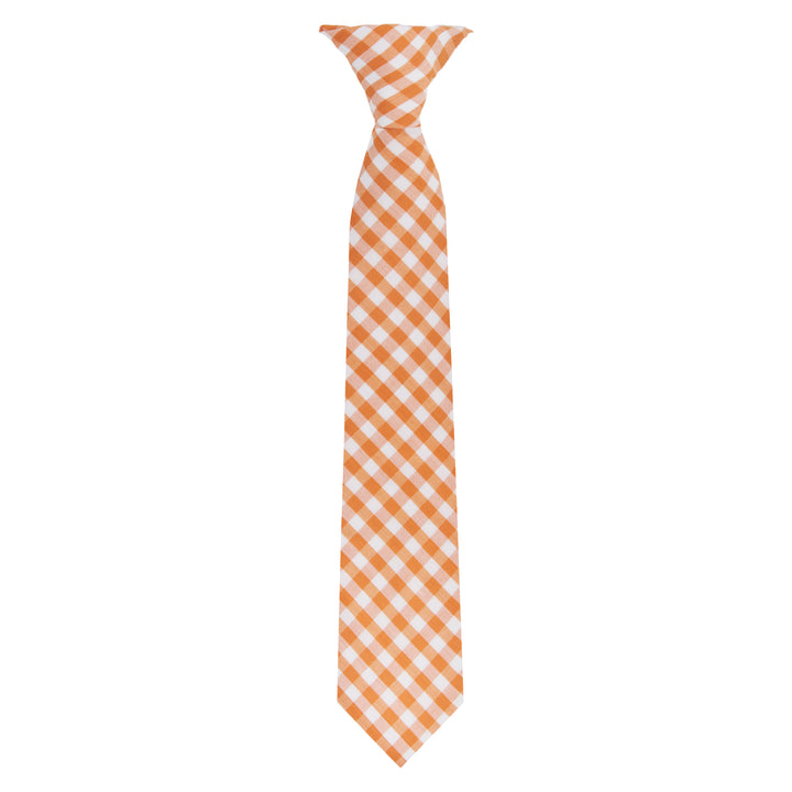 Kid's Gingham 11" Clip-On Tie - Orange