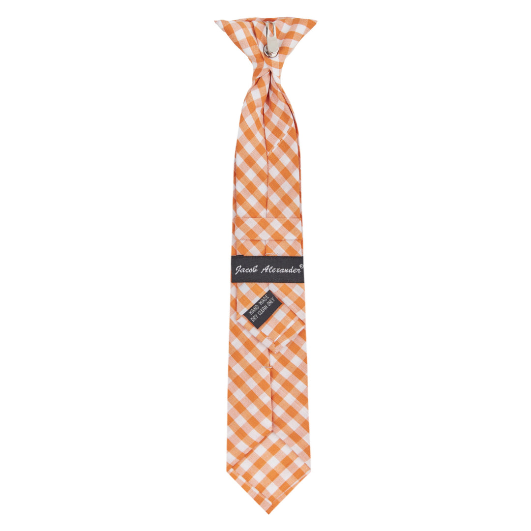 Kid's Gingham 11" Clip-On Tie - Orange