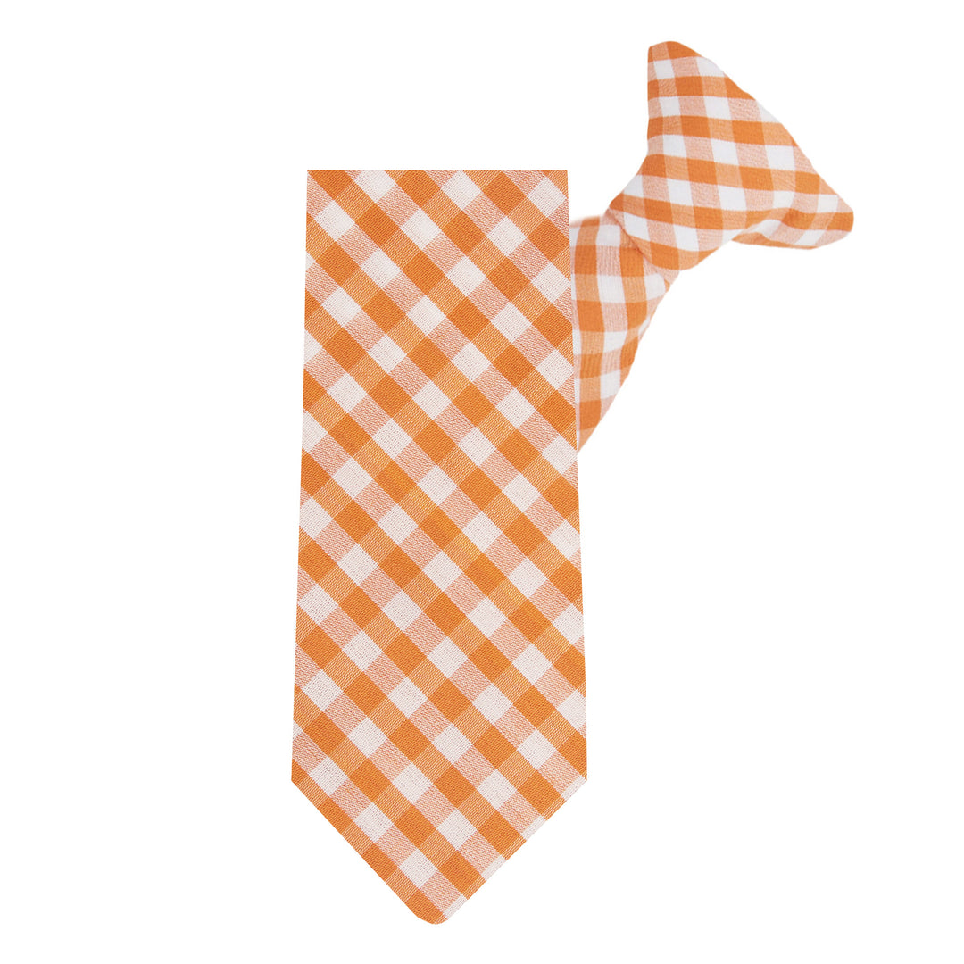 Kid's Gingham 11" Clip-On Tie - Orange
