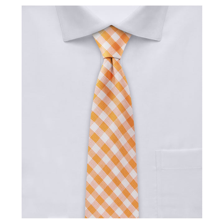 Gingham Slim Tie - Orange