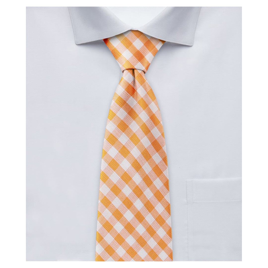 Gingham Extra Long Tie - Orange