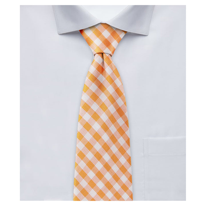 Kid's Gingham 11" Clip-On Tie - Orange