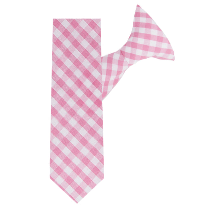 Kid's Gingham 14" Clip-On Tie - Pink