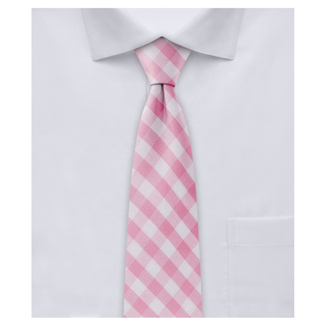 Gingham Slim Tie - Pink