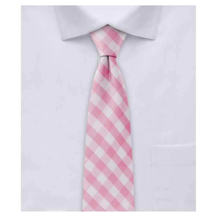 Gingham Slim Tie - Pink