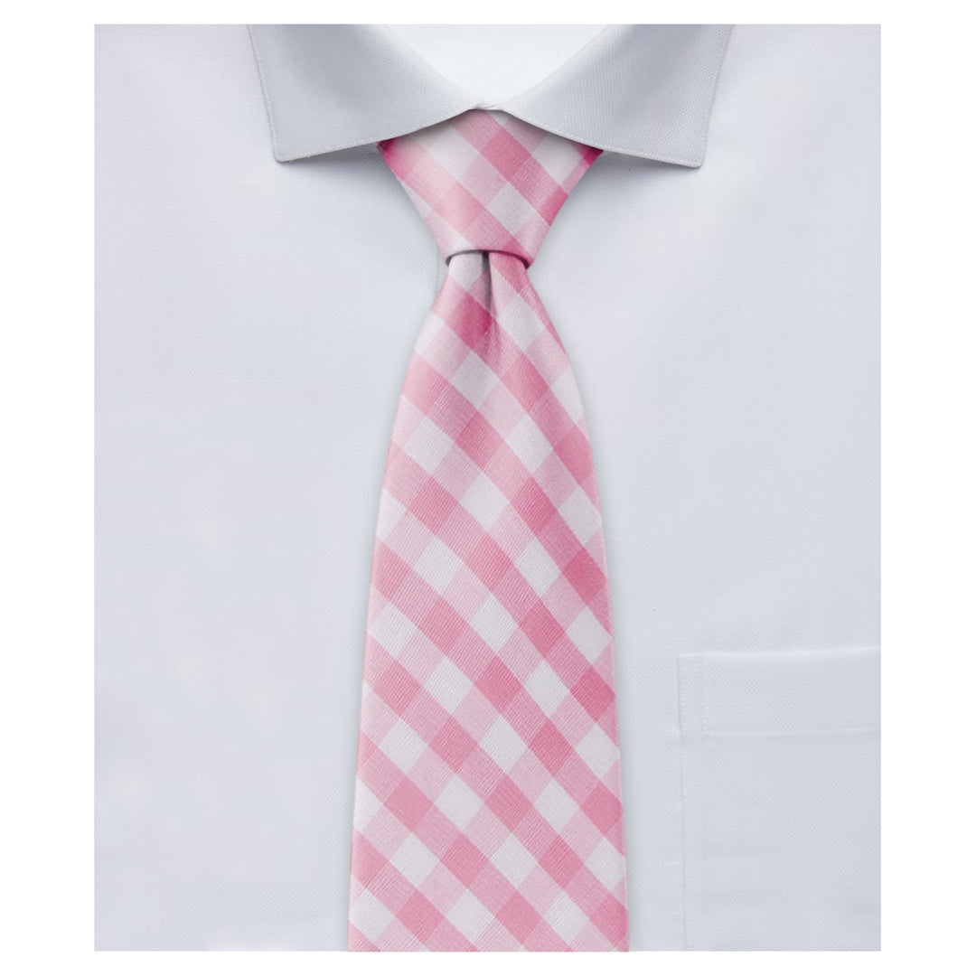Wedding Gingham Slim Tie - Pink