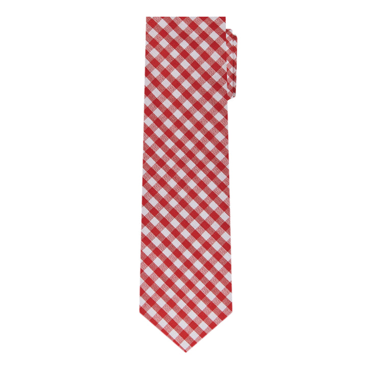 Gingham Extra Long Tie - Red