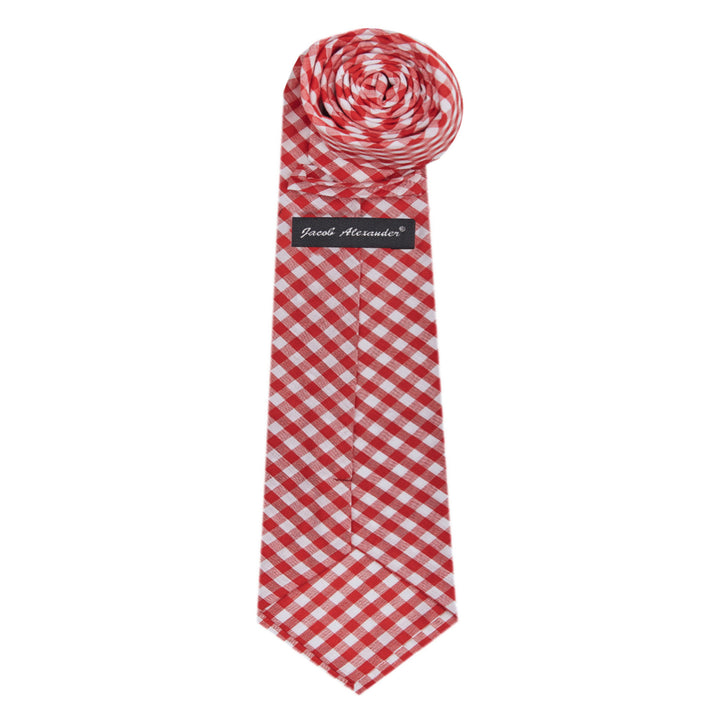 Gingham Extra Long Tie - Red