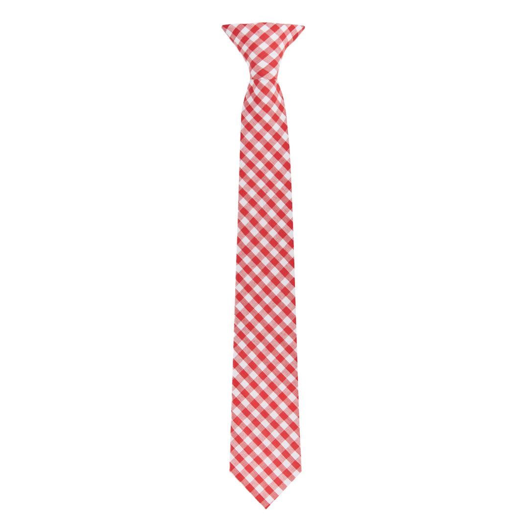Kid's Gingham 14" Clip-On Tie - Red