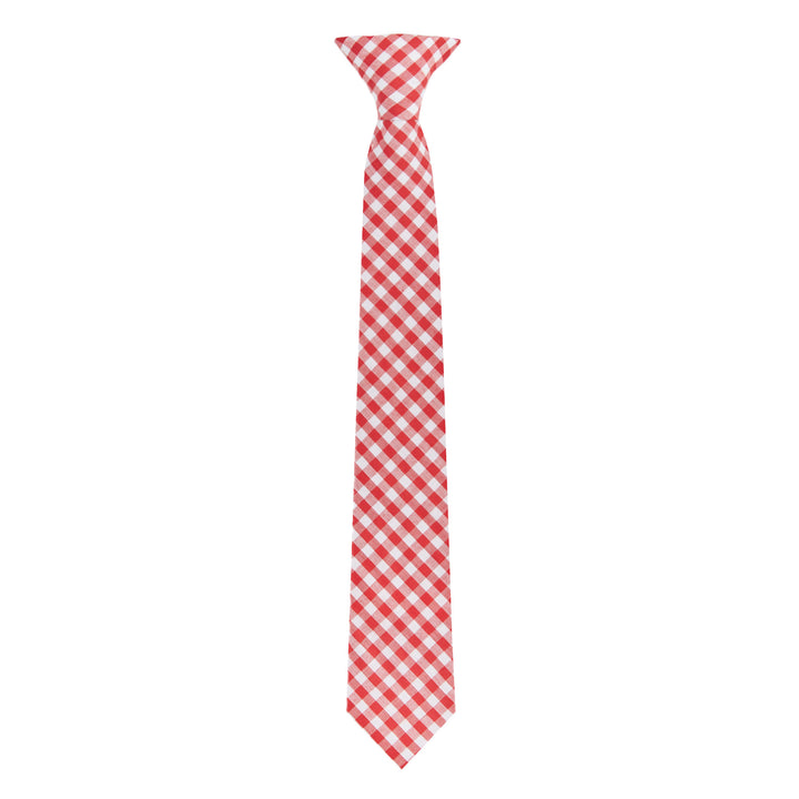 Kid's Gingham 14" Clip-On Tie - Red