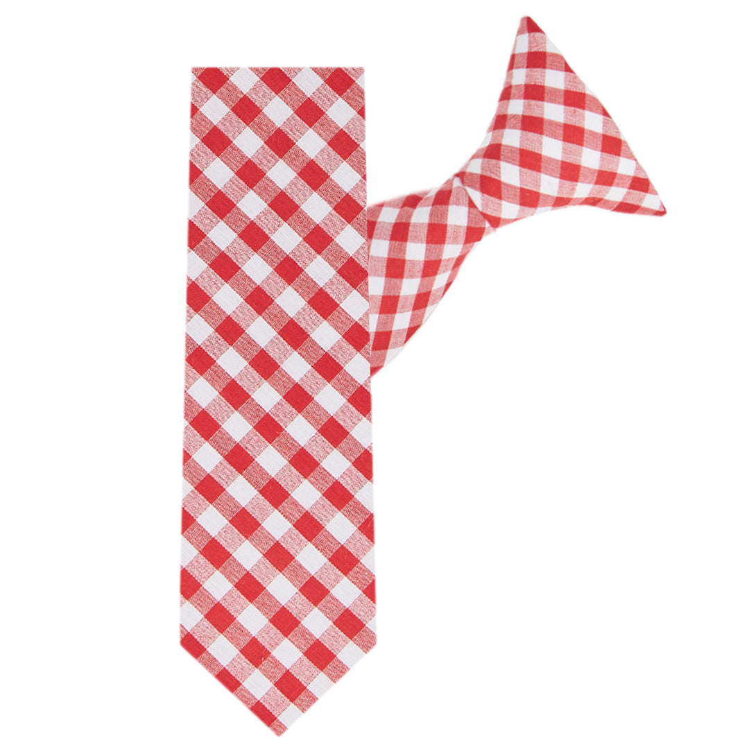 Kid's Gingham 14" Clip-On Tie - Red