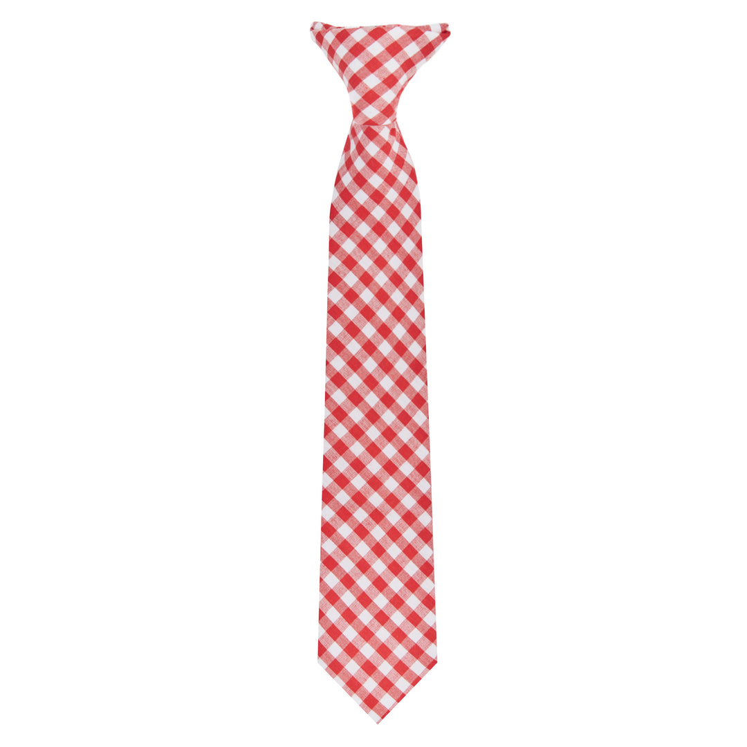 Kid's Gingham 11" Clip-On Tie - Red