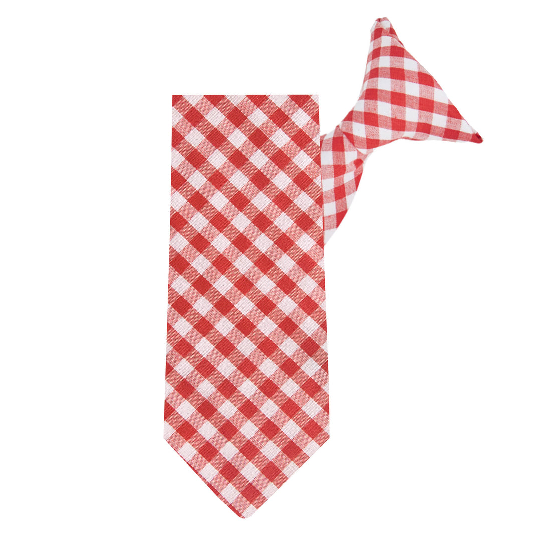 Kid's Gingham 11" Clip-On Tie - Red