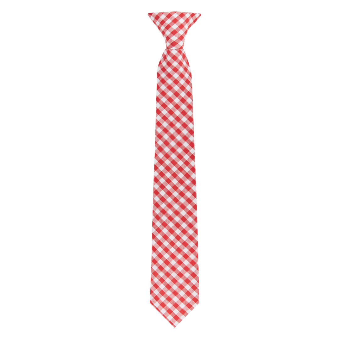 Gingham Clip-On Tie - Red