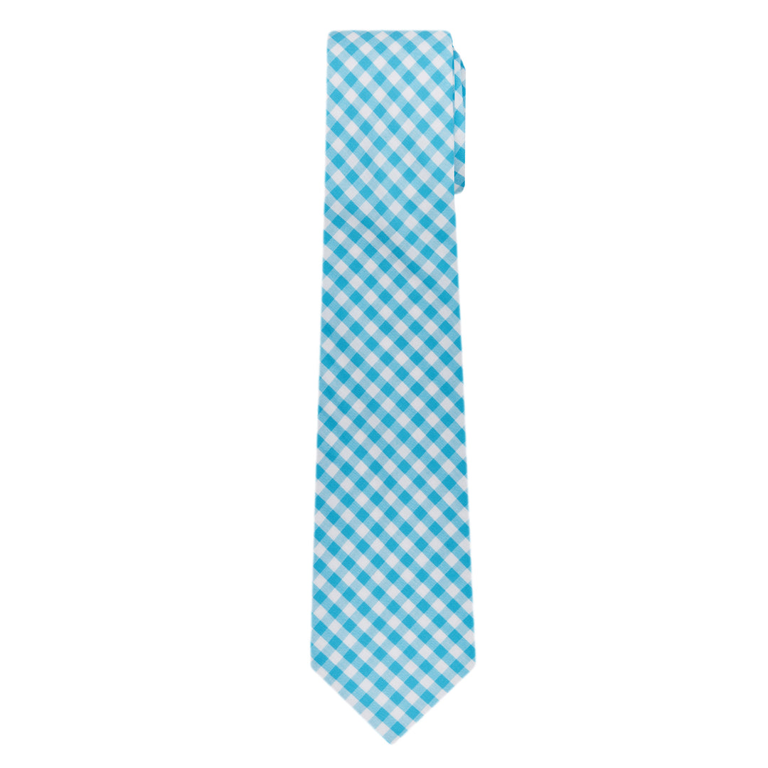 Kid's Prep Gingham Tie - Turquoise