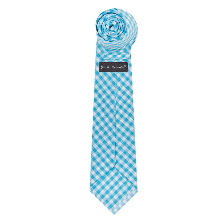 Kid's Prep Gingham Tie - Turquoise