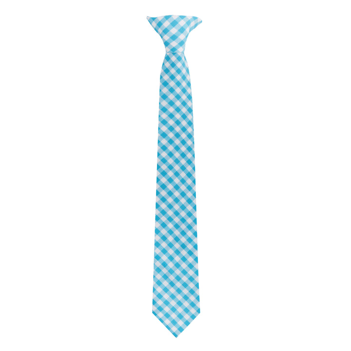 Kid's Gingham 14" Clip-On Tie - Turquoise