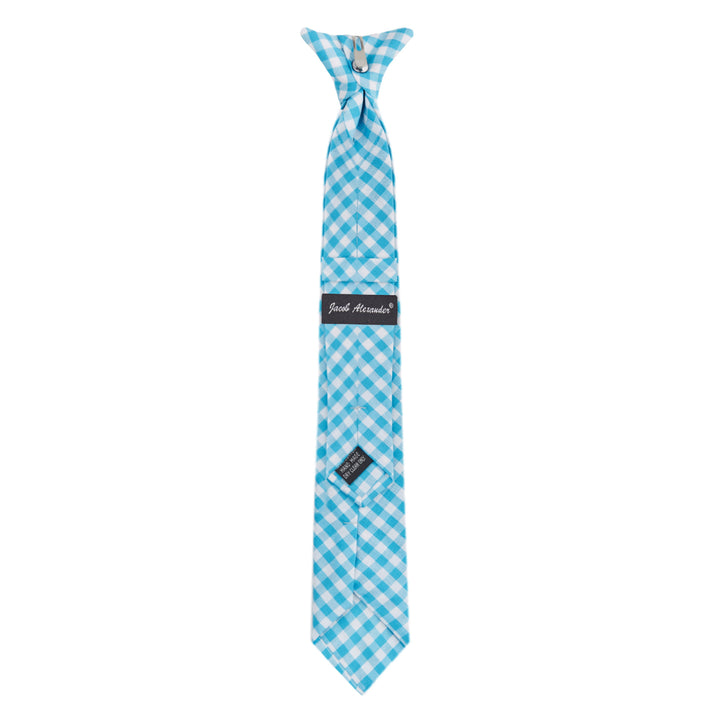 Kid's Gingham 14" Clip-On Tie - Turquoise