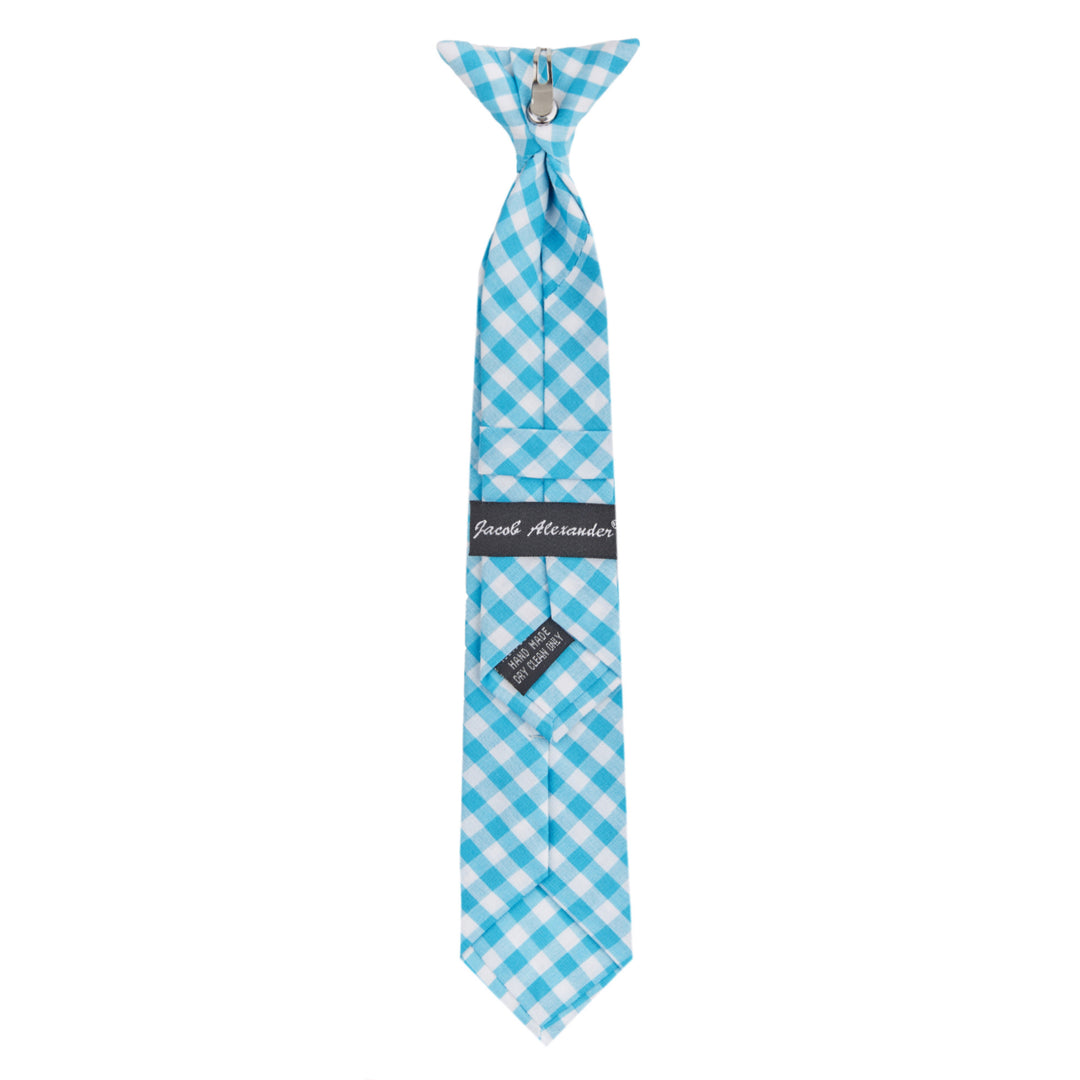 Kid's Gingham 11" Clip-On Tie - Turquoise