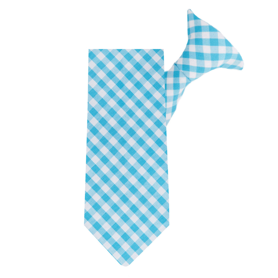 Kid's Gingham 11" Clip-On Tie - Turquoise