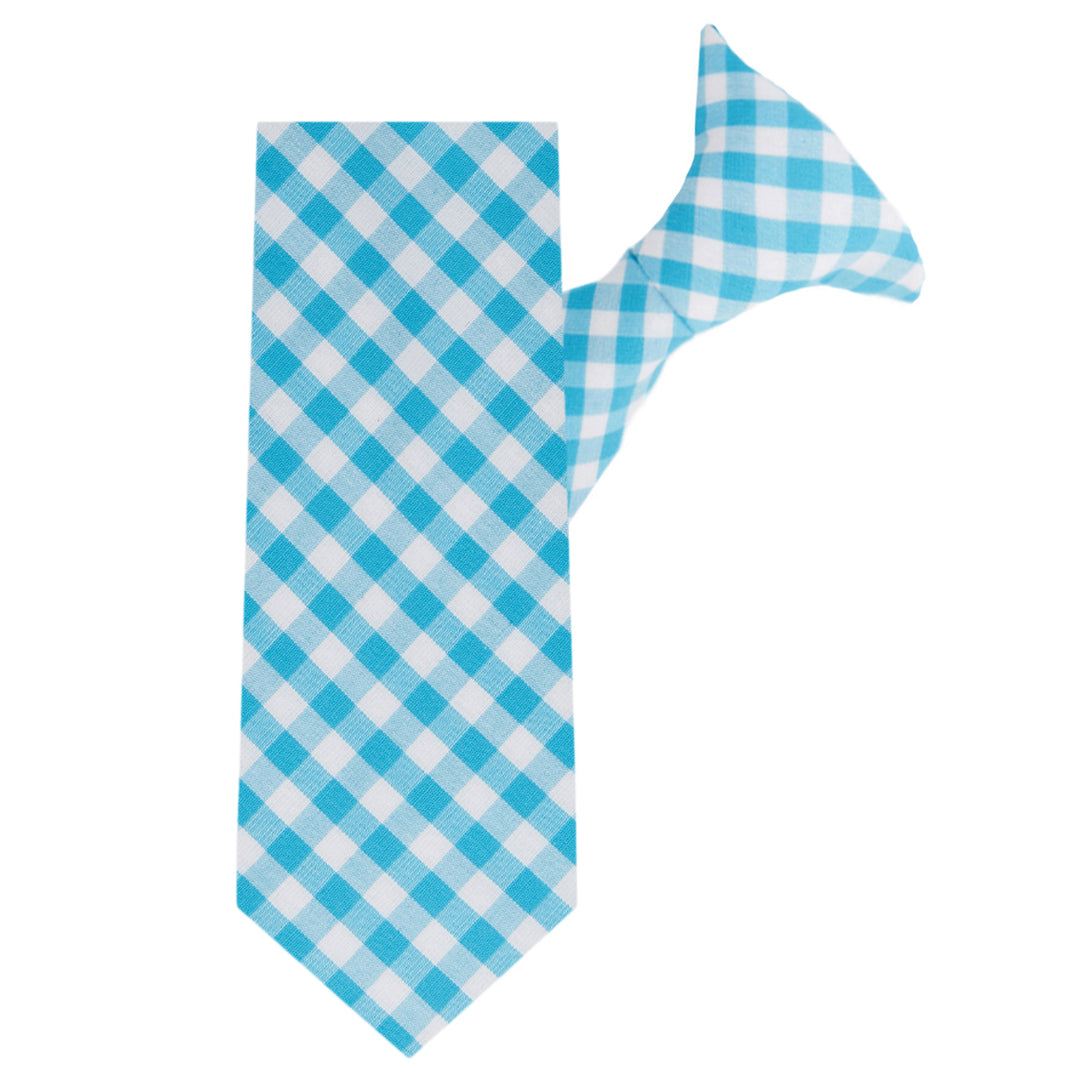 Gingham Clip-On Tie - Turquoise
