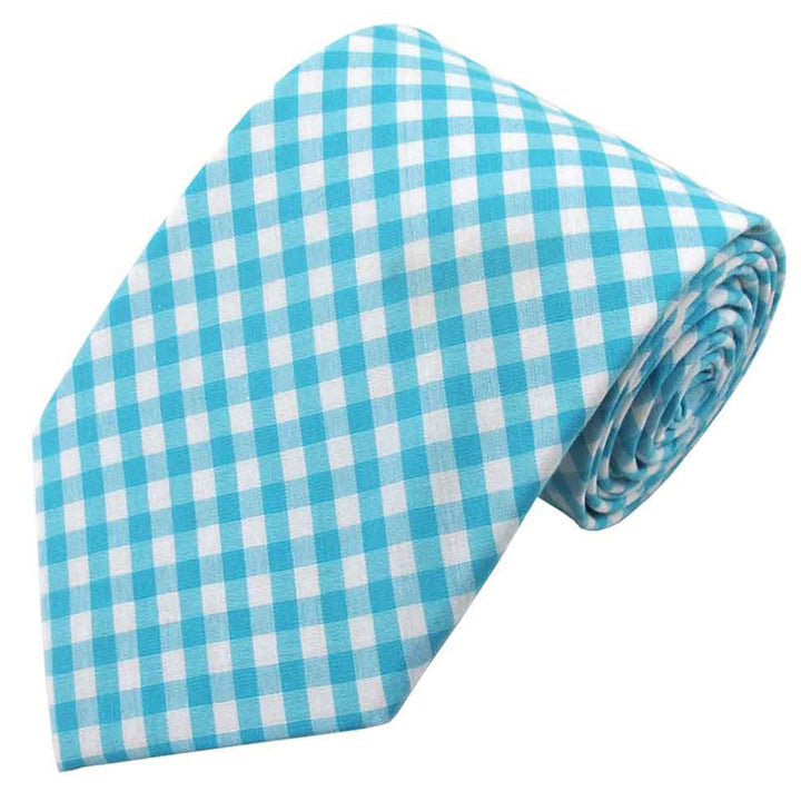 Kid's Prep Gingham Tie - Turquoise