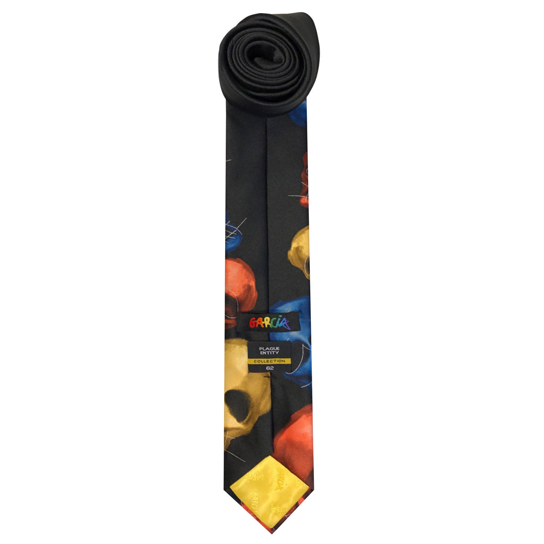 Jerry Garcia Halloween Skulls Tie - Orange Yellow Blue