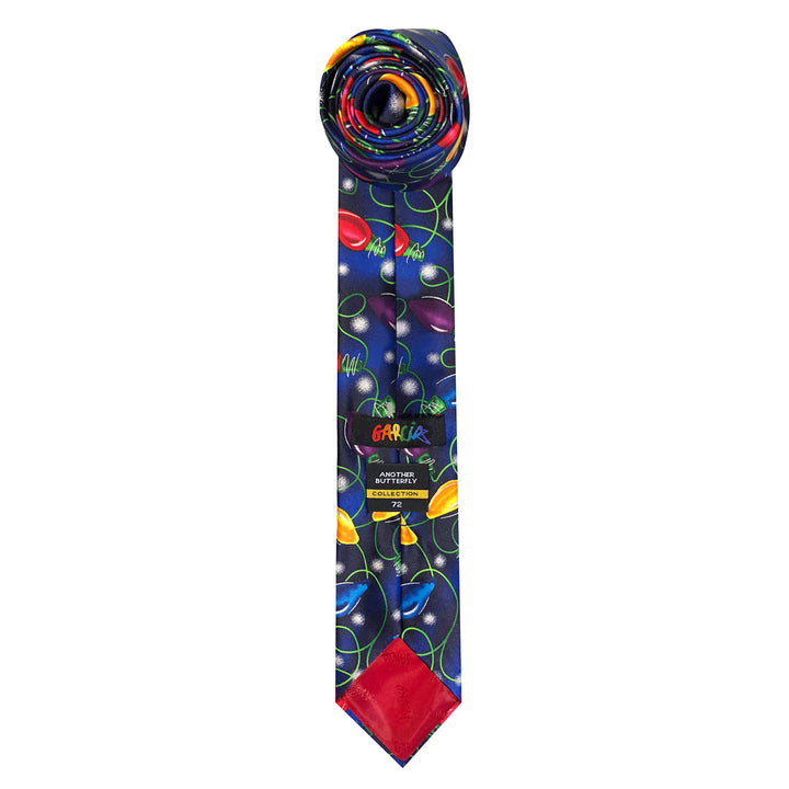 Jerry Garcia Christmas Lights Extra Long Tie - Navy