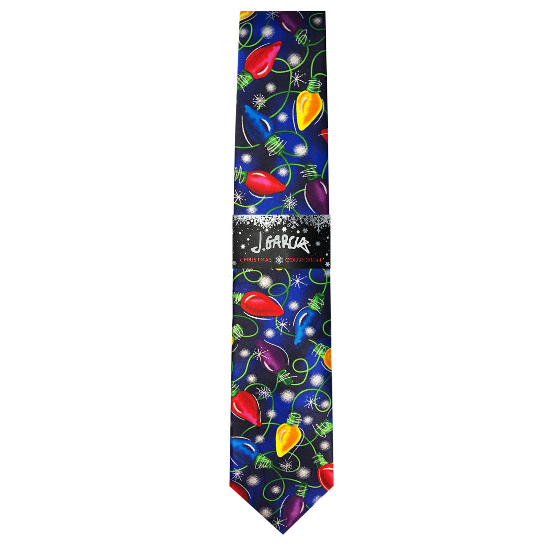 Jerry Garcia Christmas Lights Extra Long Tie - Navy