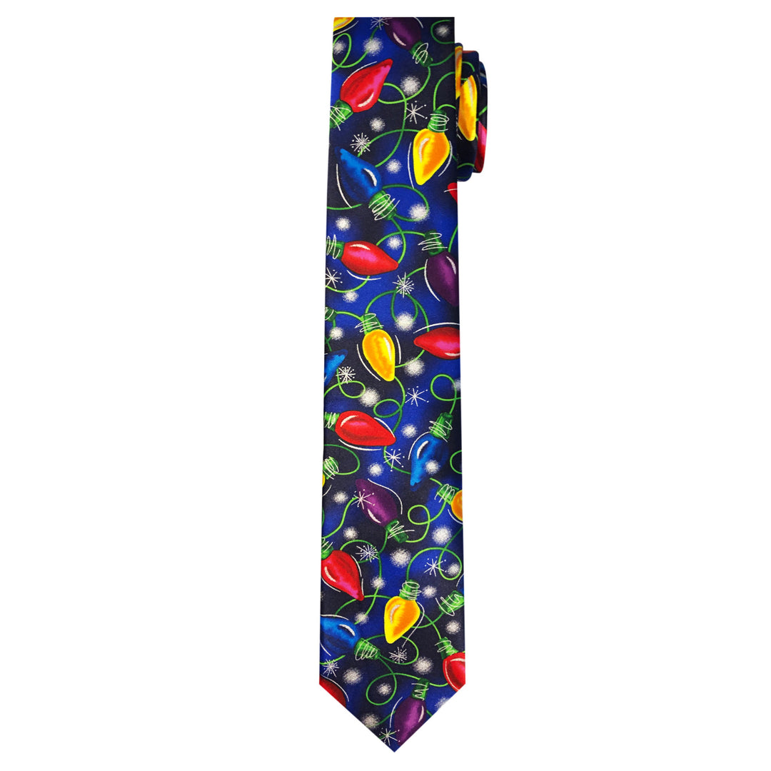 Jerry Garcia Christmas Lights Extra Long Tie - Navy