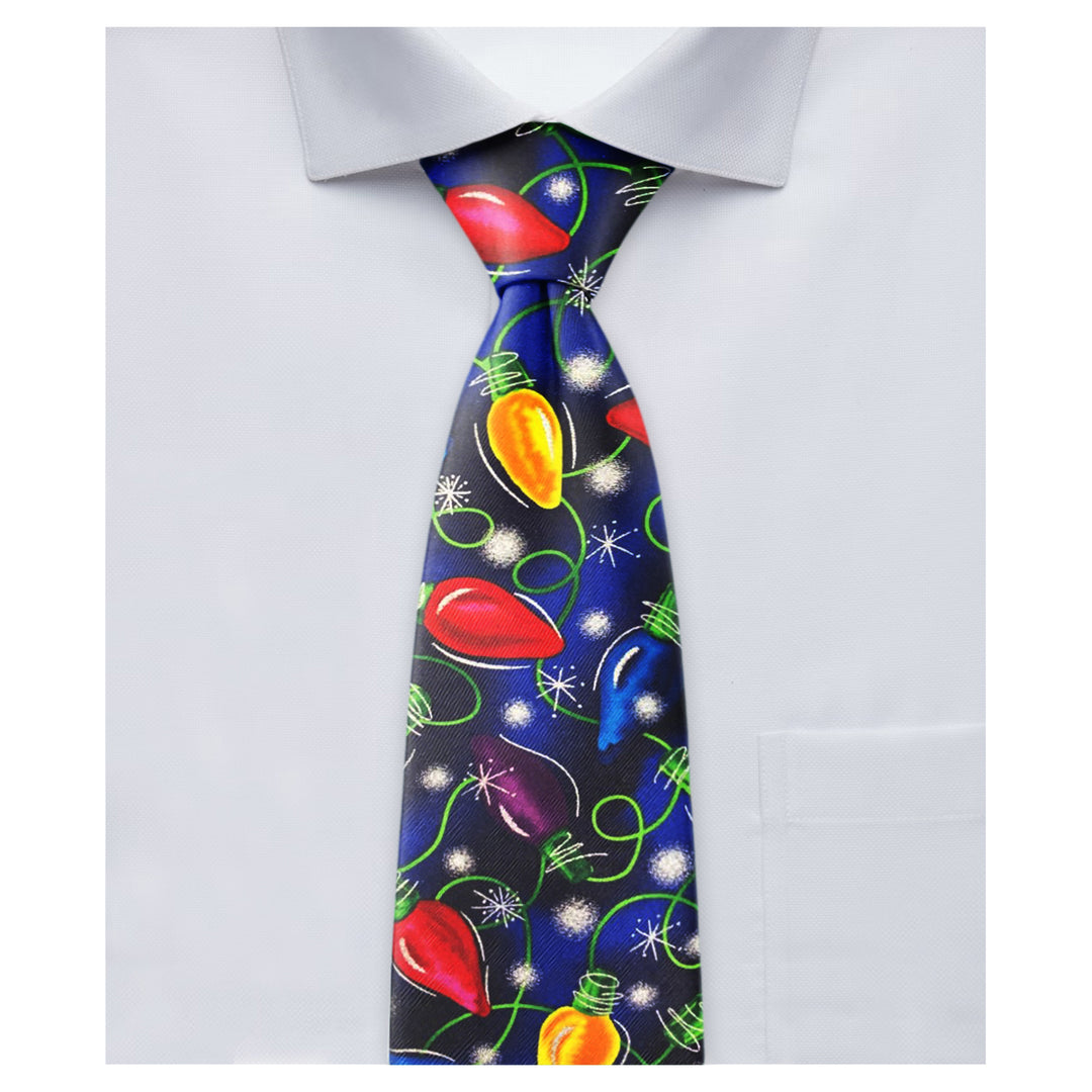 Jerry Garcia Christmas Lights Extra Long Tie - Navy