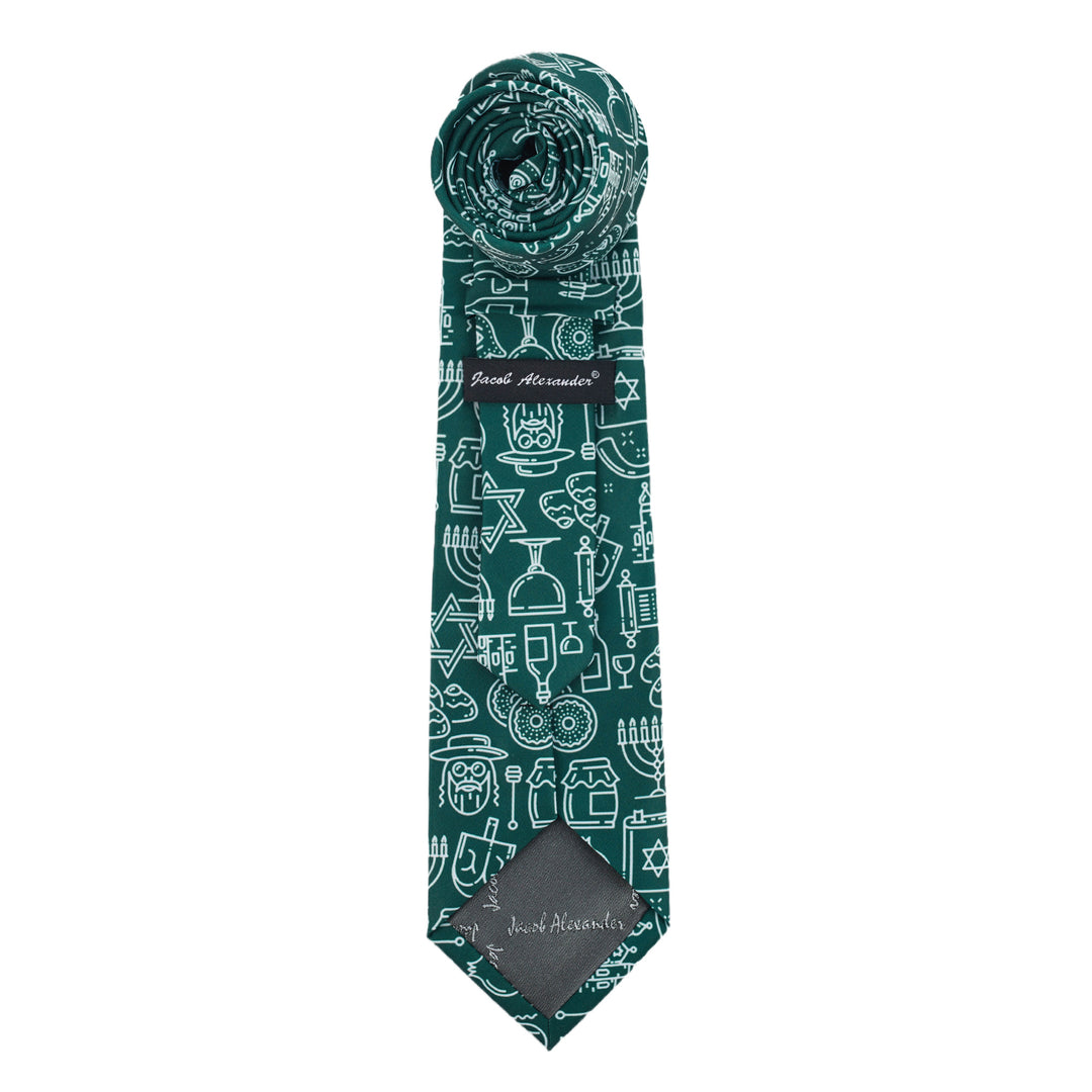 Hanukkah Jewish Symbols Tie - Green