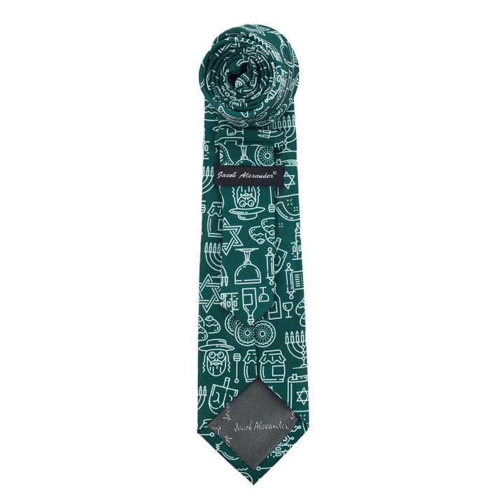Hanukkah Jewish Symbols Tie - Green