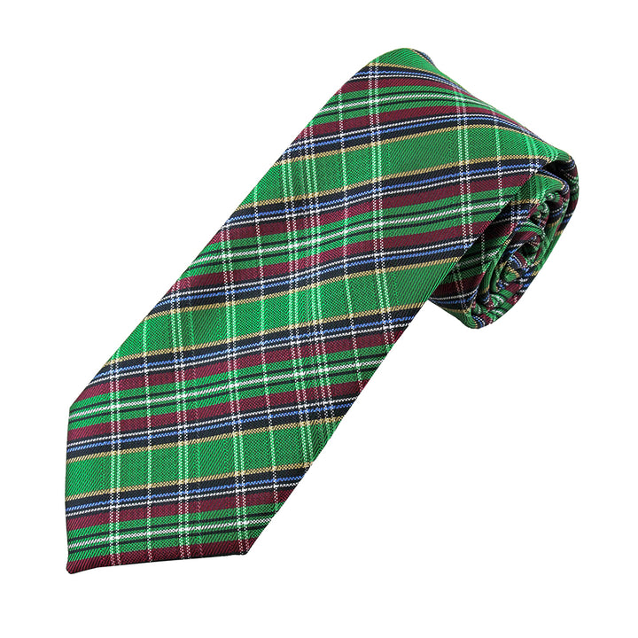 Holiday Christmas Green Plaid Tie