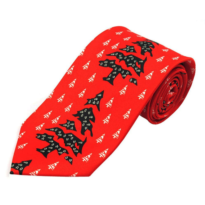 Red Orange Abstract Christmas Trees Tie