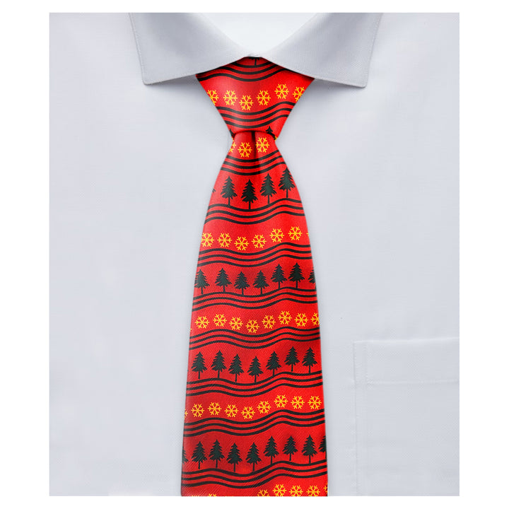 Christmas Winter Tree Snowflake Holiday Tie