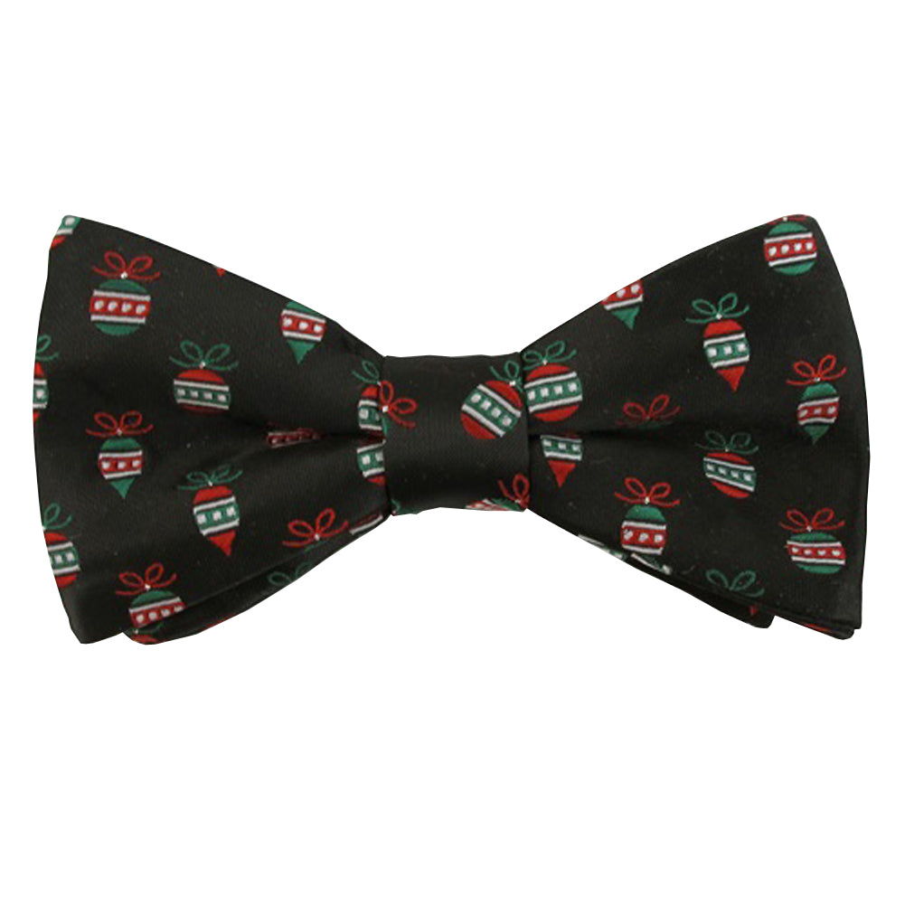 Christmas Ornaments Banded Bow Tie - Black