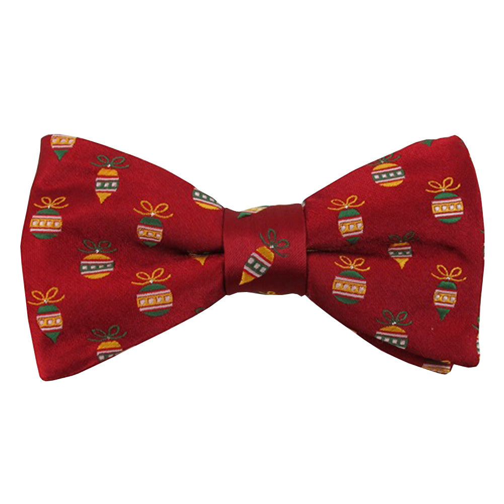 Christmas Ornaments Banded Bow Tie - Red