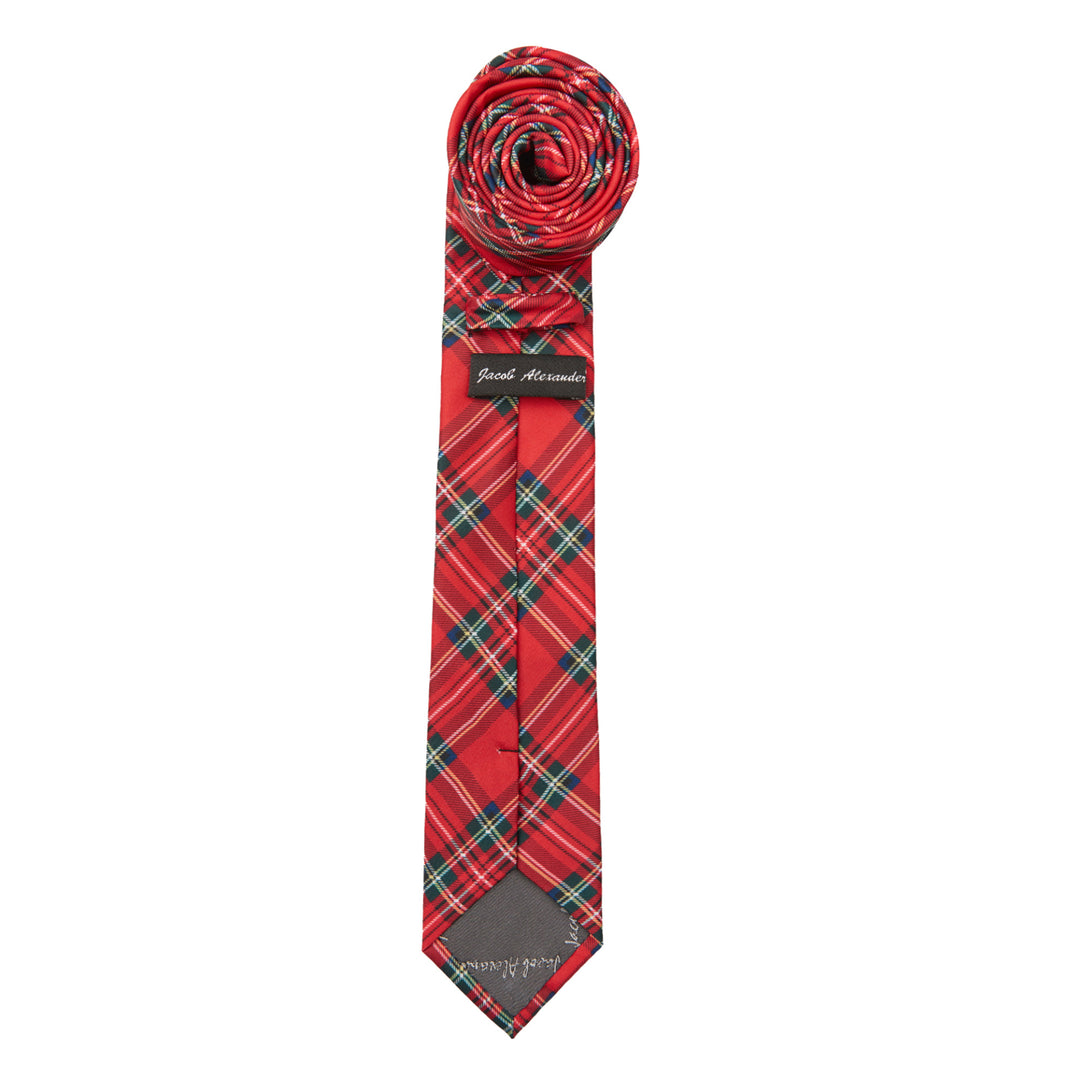 Kid's Prep Red Christmas Plaid Tie