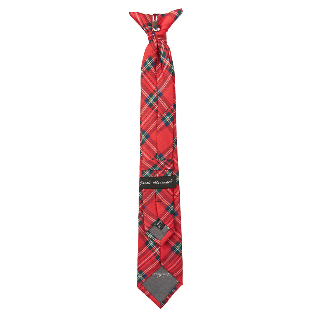 Kid's Red Christmas Plaid 14" Clip-On Tie